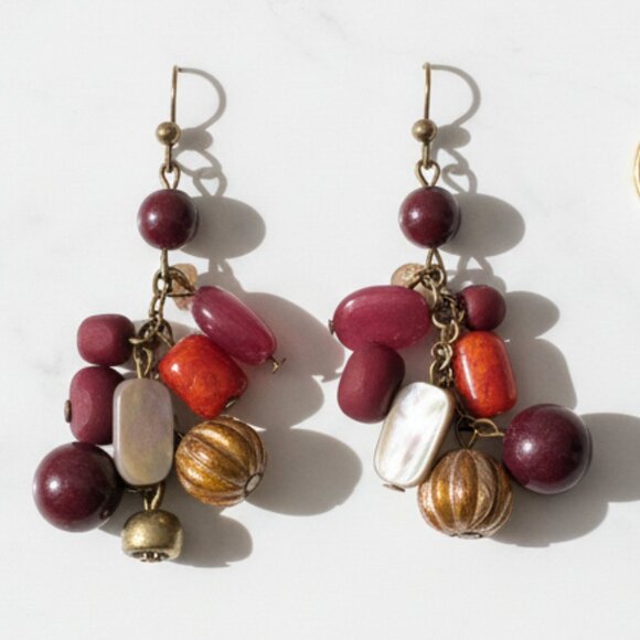 Chico's Red and Orange Cluster Earrings - Fall/Autumn Jewelry - Picture 1 of 5